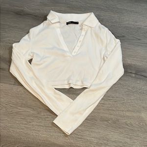 Zara Cropped Polo Long Sleeve